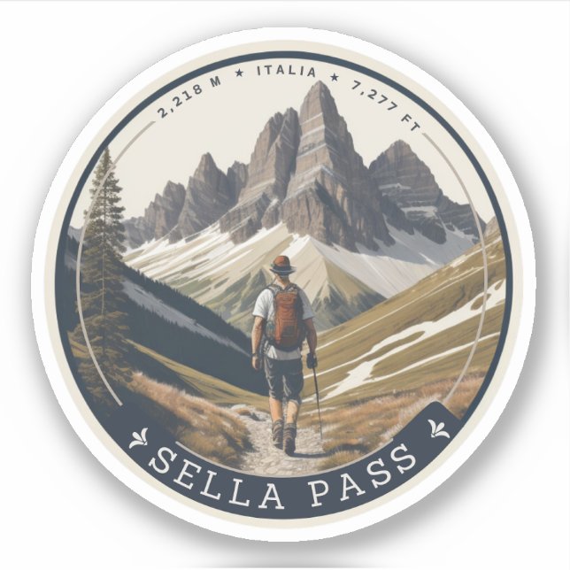 Sella Pass - Südtirol Aufkleber (Vorderseite)