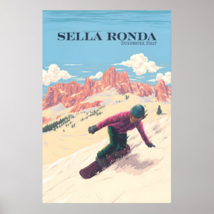 Sella Ronda Skikreis Italien Snowboarden Reisen Poster