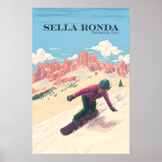 Sella Ronda Skikreis Italien Snowboarden Reisen Poster