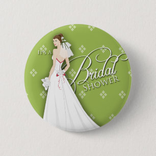 Sellerie-grünes weißes Vintages Brautparty-Butto Button