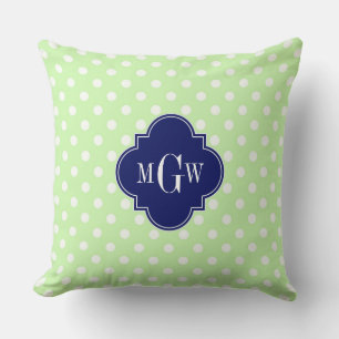 Sellerie Tupfen Marineblau Vierpass 3 Monogramm Kissen