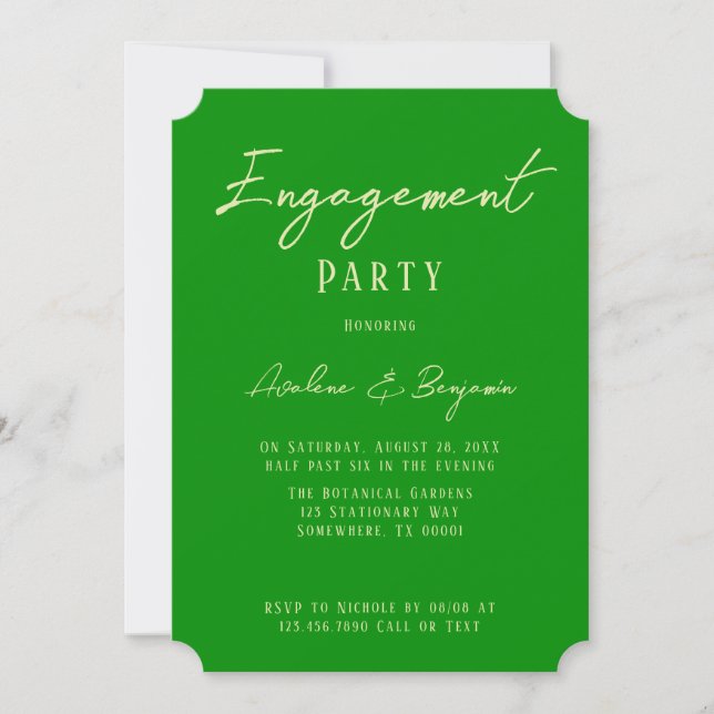 Sellerie und Forest Green Colors - Engagement Part Einladung (Vorderseite)