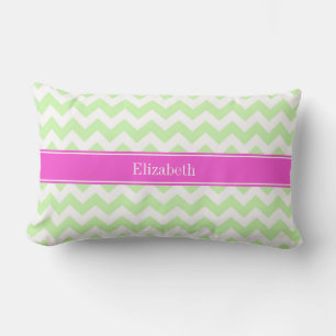 Sellerie Weiß Chevron Hot Pink Namensmonogramm Lendenkissen