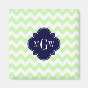 Sellerie-weißes Zickzack Marine-Blau Quatrefoil 3 Magnet