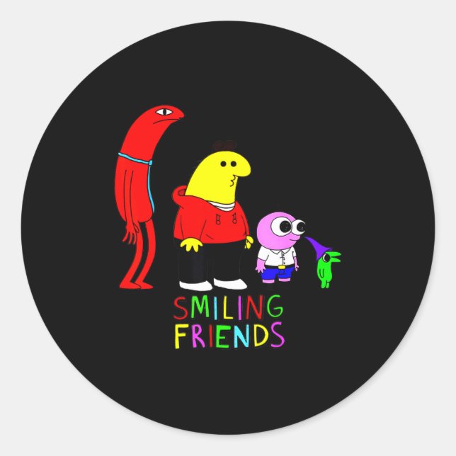 Selling Smiling Friends All Smiling Illustration  Runder Aufkleber (Vorderseite)