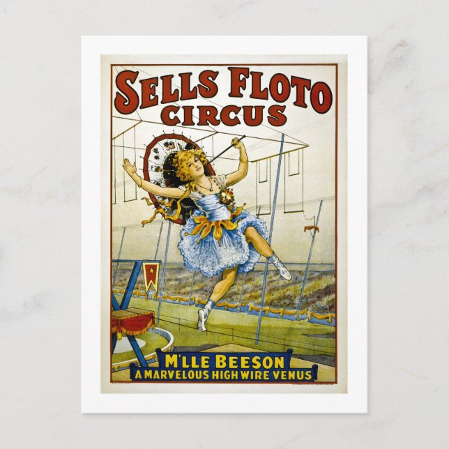 Sells Floto 1921 - M'lle Beeson Postkarte (Vorderseite)