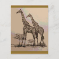 Selten afrikanische Giraffen in Sepia & Pastels