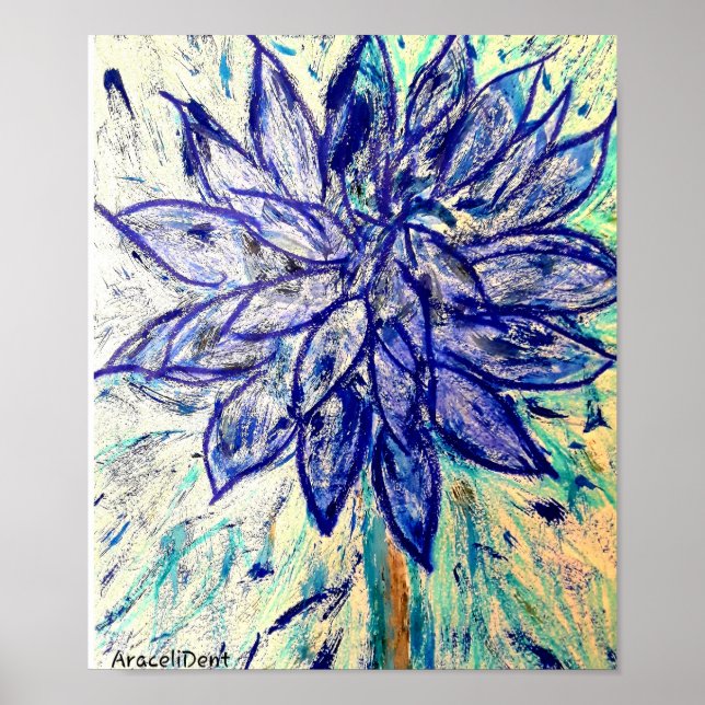 Selten Blue Dahlia Blume Poster (Vorne)