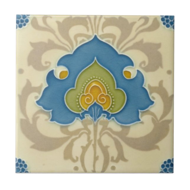 Selten Minton Art Nouveau Print+Relief Antiquitäte Fliese (Vorderseite)