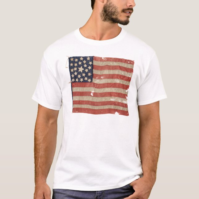 Seltene 1850-1865 Stern US-Flagge des Zeitraum-25 T-Shirt (Vorderseite)