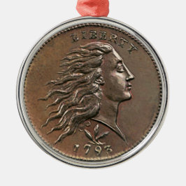 Seltene Early American Penny Metal Ornament Aus Metall