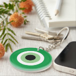 Seltene Green Mati Evil Eye Symbol Talisman Schlüs Schlüsselanhänger<br><div class="desc">Seltene grüne Mati Böse Augen Symbol Talisman Schlüsselanhänger. Berühmtes mati altgriechisch / türkisches Symbol für Schutz und viel Glück. Kundenspezifisches rundes Schlüsselkettengeschenk. Optional mit einem Foto auf der Rückseite anpassen.</div>