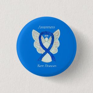 Seltene Krankheiten Denim Awareness Angel Ribbon B Button