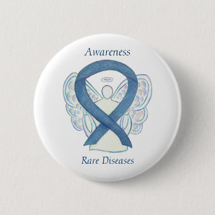 Seltene Krankheiten Denim Awareness Angel Ribbon B Button
