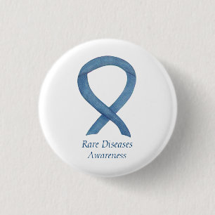 Seltene Krankheiten Denim Awareness Ribbon Button