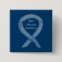 Seltene Krankheiten Denim Awareness Ribbon Button