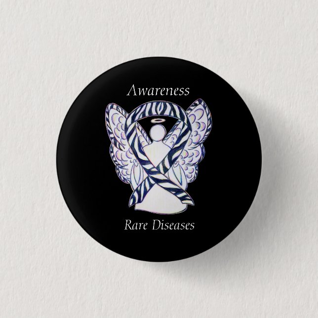 Seltene Krankheiten Sensibilisierung Angel Ribbon  Button (Vorderseite)