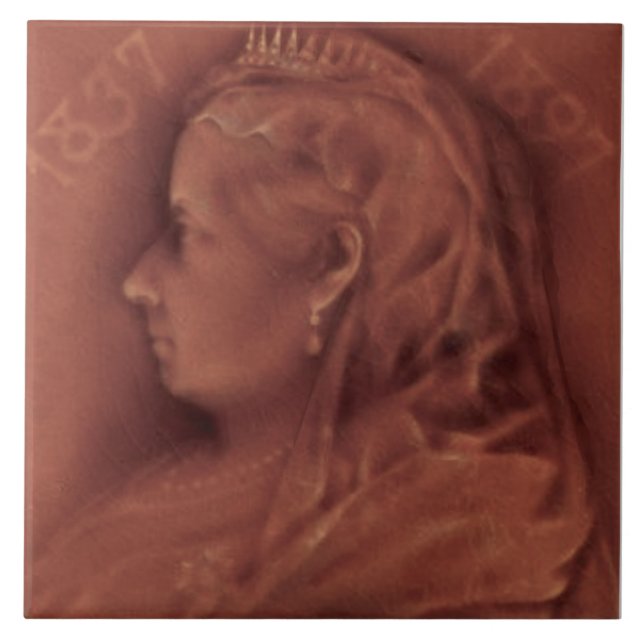 Seltene Mauve Queen Victoria 1837-1897 Gedenken Fliese (Vorderseite)