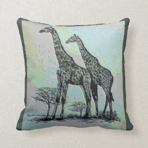 Seltene Retro-afrikanische Giraffen in farbenfrohe Kissen