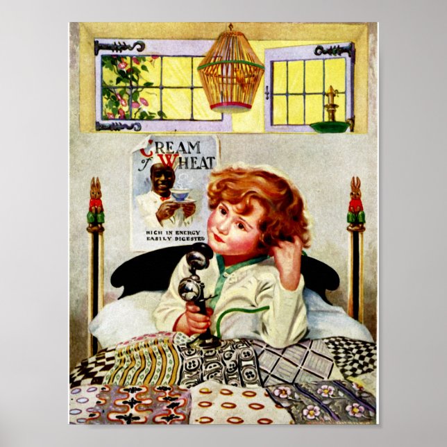 Seltene Vintage Weißcreme Poster (Vorne)