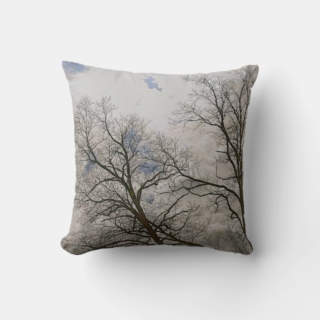 Seltene Zweige der Winterbäume Naturkunst Kissen (Vorderseite)