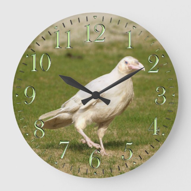 Seltenes Weiß (Geist) Rasen- und Graswall-Uhr Große Wanduhr (Vorderseite)