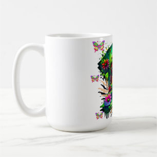 Seltsam bis zum Ende - Psychedelischer Schädel und Kaffeetasse