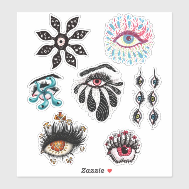 Seltsame Augen gruselig-trippy-Goth-Psychedelic-Ma Aufkleber (Blatt)