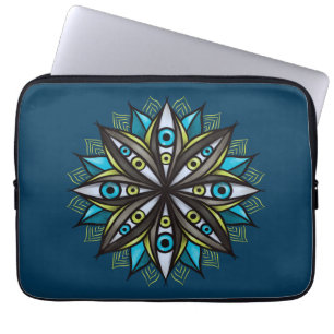 Seltsame Augen mit doppelter IrisBlume Mandala Laptopschutzhülle