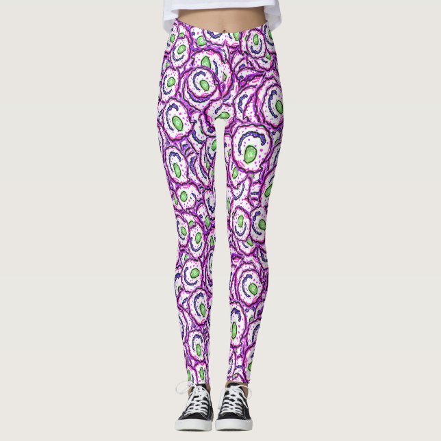 Seltsame Bakterien zeichnend Motiv-Zufallsmuster Leggings (Vorderseite)