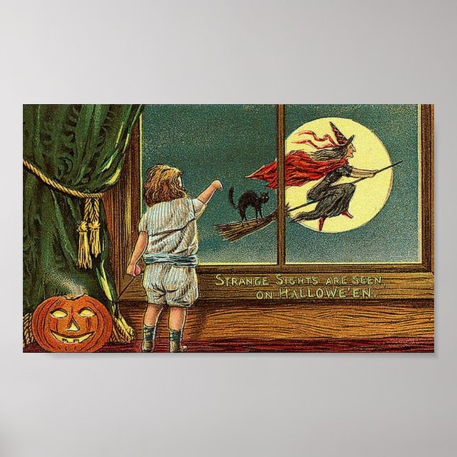 Seltsame Blicke werden zu Halloween, Kind, Katze, Poster (Vorne)