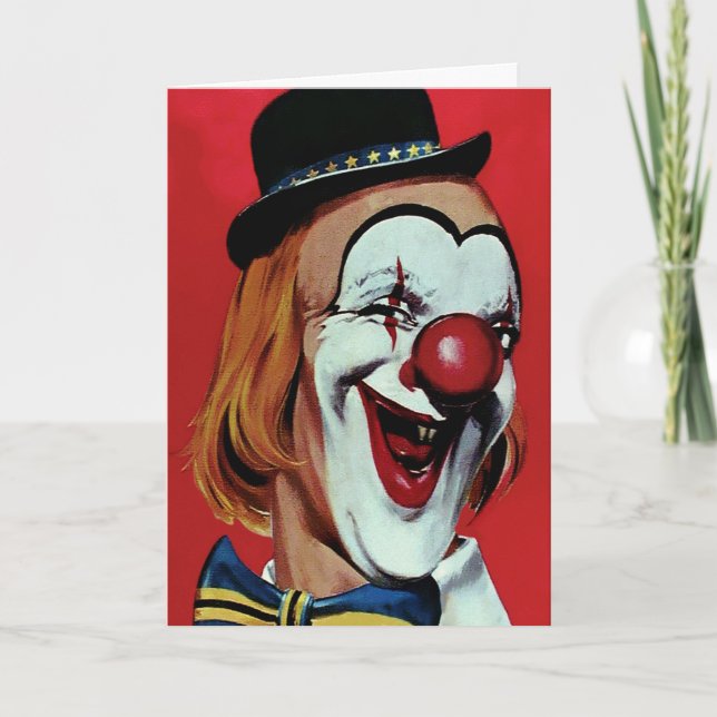Seltsame Clown-Geburtstagskarte Feiertagskarte (Vorderseite)