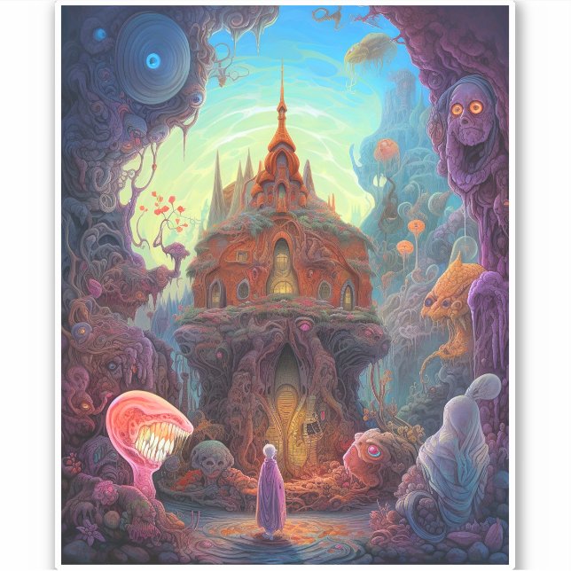 Seltsame Creepy House Surreal Art Aufkleber (Vorderseite)