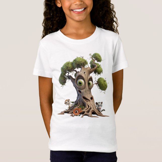 Seltsame Eyeball Tree Cartoon Woodland Tiere T-Shirt (Vorderseite)