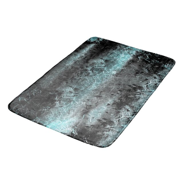 Seltsame faserige Textur in Blau und Schwarz Badematte (Schrägansicht)
