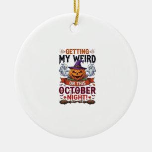 Seltsame Halloween-Kürbis-Geister-Hexenhut_1 Keramik Ornament