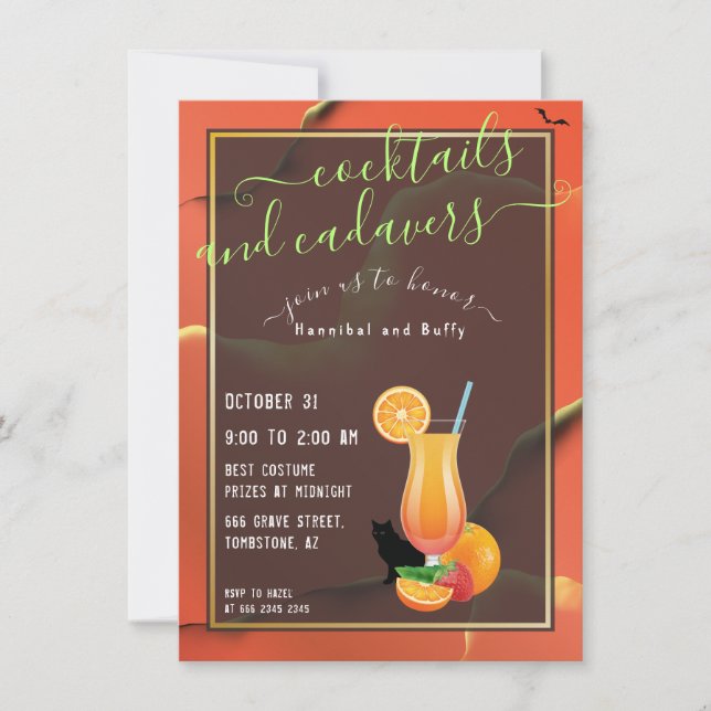 Seltsame Halloween Parody Cocktails und Cadavers Einladung (Vorderseite)