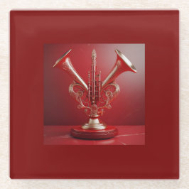 Seltsame Horn Instrument-Ruhigstellung auf dem Soc Glasuntersetzer