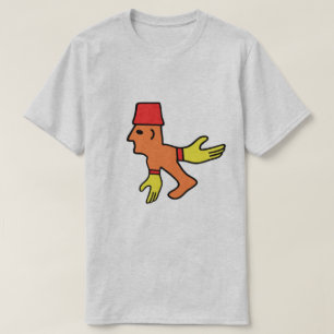 Seltsame Kreatur mit gelben Gläsern und einem rote T-Shirt
