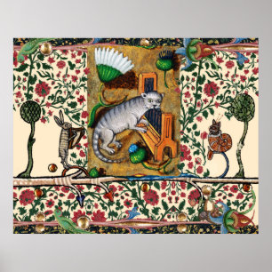 SELTSAME MEDIALALTERLICHE BESTIARIUM-MUSIK, KATZE POSTER