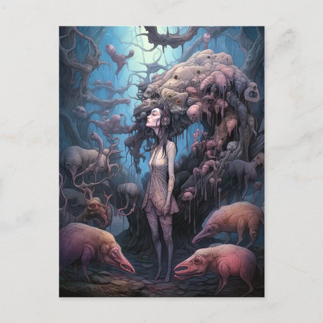 Seltsame Mutationen surreale Frauen Kunst Postkarte (Vorderseite)