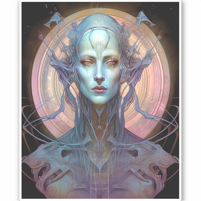 Seltsame Surreal Alien Woman Art Aufkleber (Vorderseite)