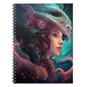 Seltsame Surreal Alien Woman Art Notizblock