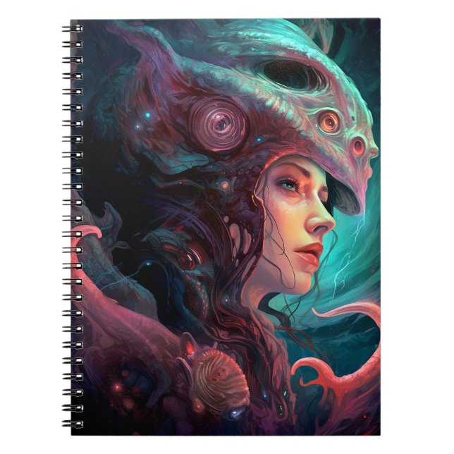 Seltsame Surreal Alien Woman Art Notizblock (Vorderseite)