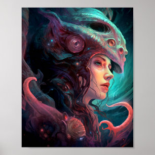 Seltsame Surreal Alien Woman Art Poster