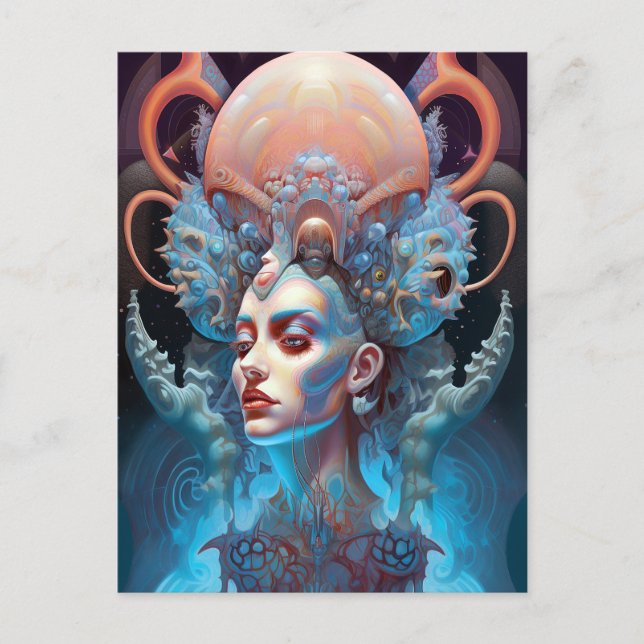 Seltsame Surreal Alien Woman Art Postkarte (Vorderseite)