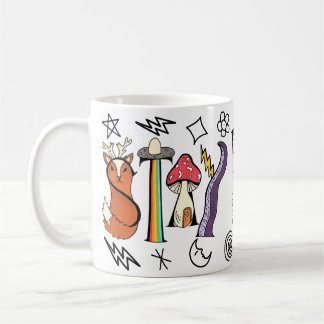 Seltsame Tasse mit Doodles bleibe