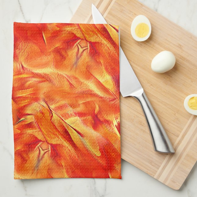 Seltsame Textur sehr satin Ton, viel rötlich golde Geschirrtuch (Viertel Falte)