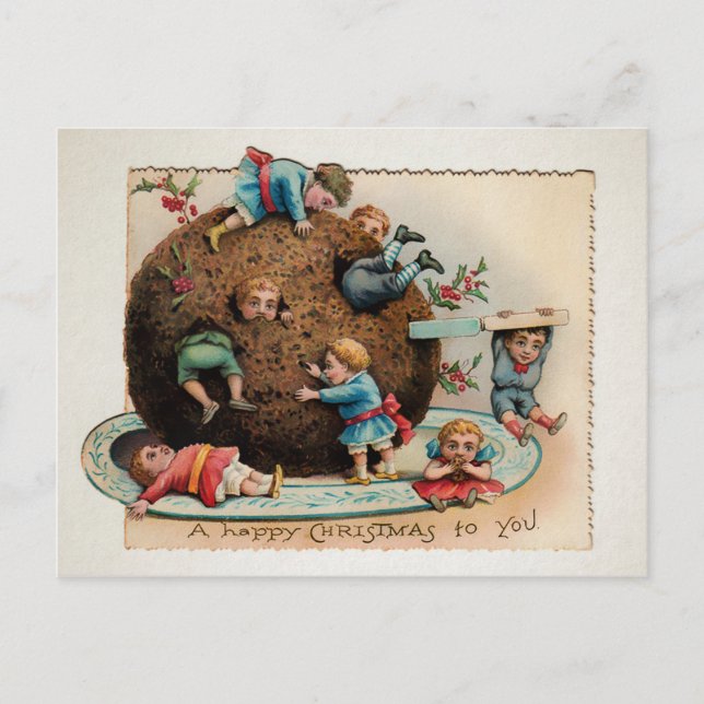 Seltsame Viktorianische Kinder in Weihnachten Postkarte (Vorderseite)