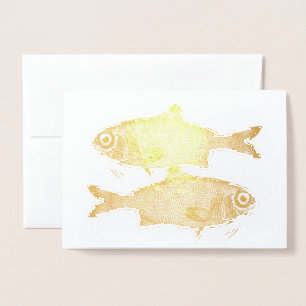 Seltsame Vintage Fische zeichnend Folienkarte